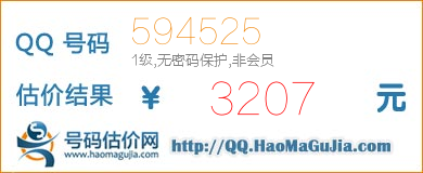QQ号码594525估价评估(1级无密码保护非会员