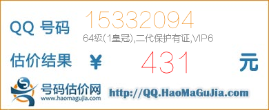 QQ号码15332094值431元