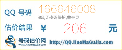 QQ号码166646008值206元