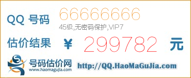 QQ号码66666666值299782元