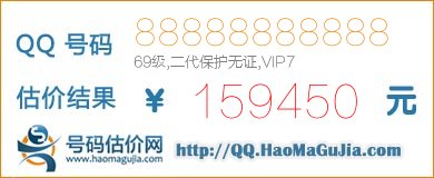 QQ号码88888888888值159450元