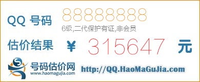 QQ号码88888888值315647元