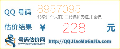 QQ号码8957095值228元