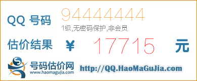 QQ号码94444444值17715元